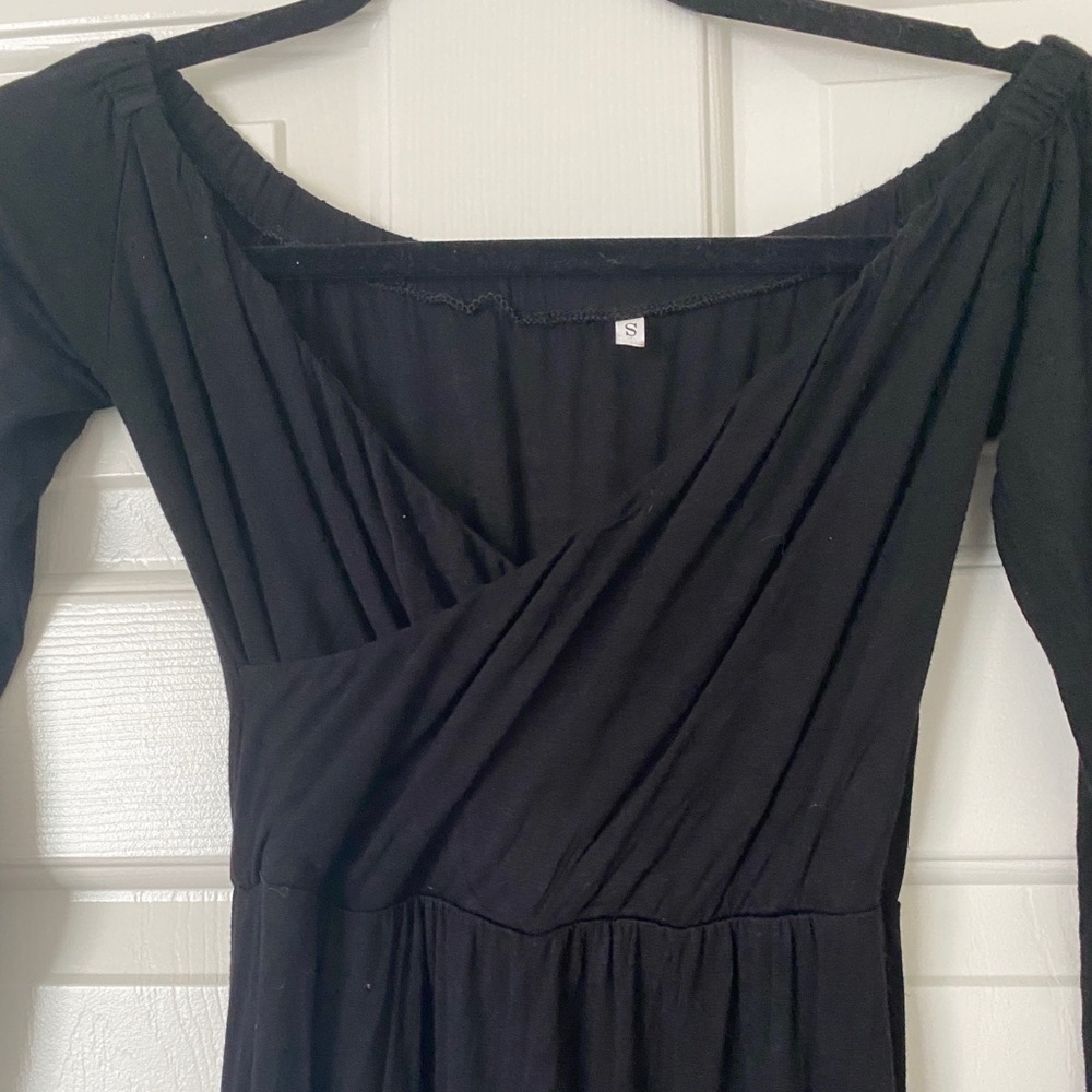 Super Long, Train, Black Off the shoulder Dress